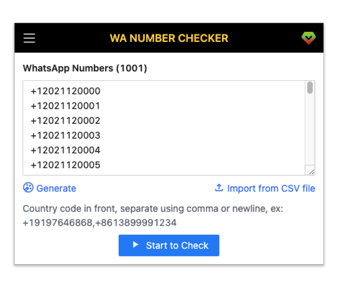 WA Number Checker Screenshot